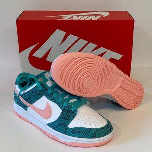 Nike Dunk Low Snakeskin Washed Teal Bleached Coral Size 10 NEW IN BOX